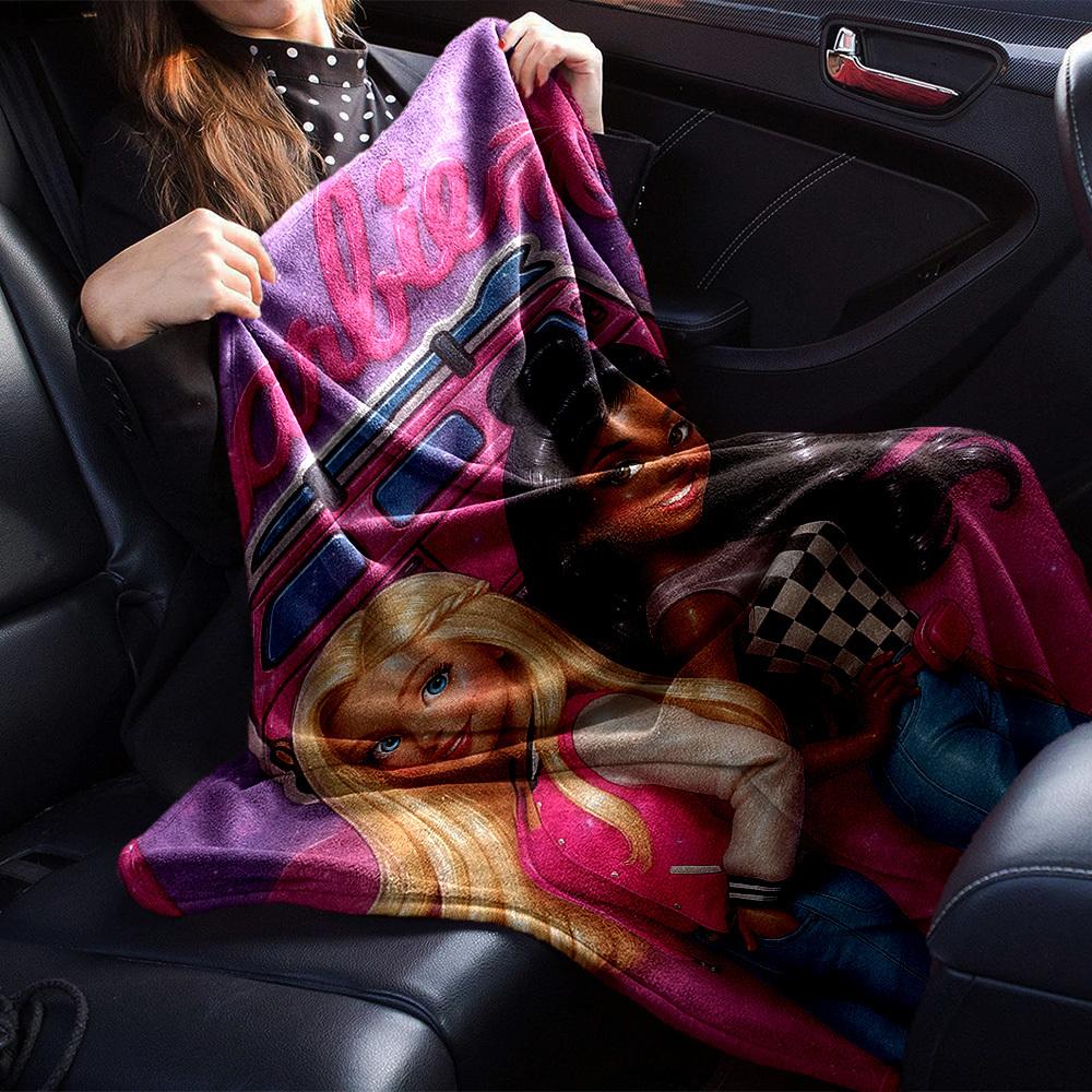 1pc Barbie Vacation Flannel Blanket Soft Warm Throw for Home, Office, Travel, All-Season Cozy Bedding GiftL1026
