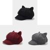 Cat Ear Hat For Women Autumn Winter Wool Blend Retro Octagon Cap With Sun Protection