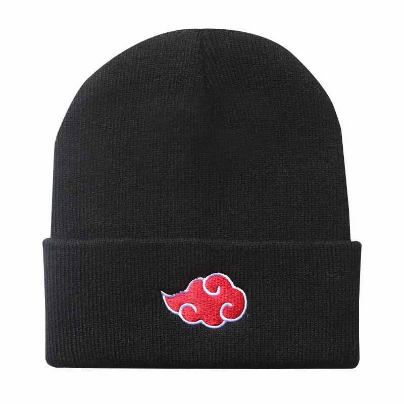 Beanies Women Autumn Winter Warm Hat Anime Akatsuki Cosplay Red Cloud Embroidery Caps For Men Knitted Bonnet Unisex