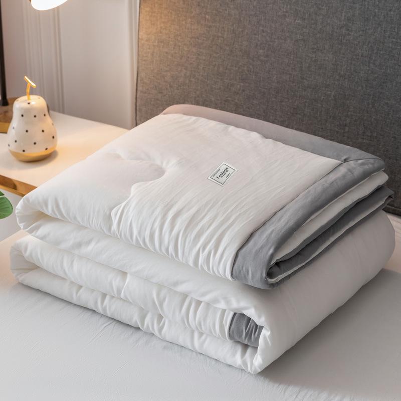 Solid Color Washed Cotton Skin-Friendly Machine Washable Summer Quilt for Air Conditioned Rooms – Thin, Single & Double Sizes