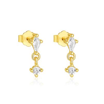 Minimal Drop Dangle Earrings - 925 Sterling Silver Gold Plated
