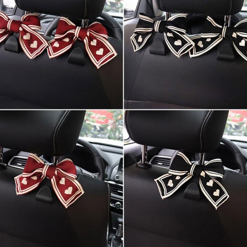 Universal Lovely Bowknot Car Hooks Back Vehicle Headrest Organizers Storage Stylish & Practical Accessories ABS Hook