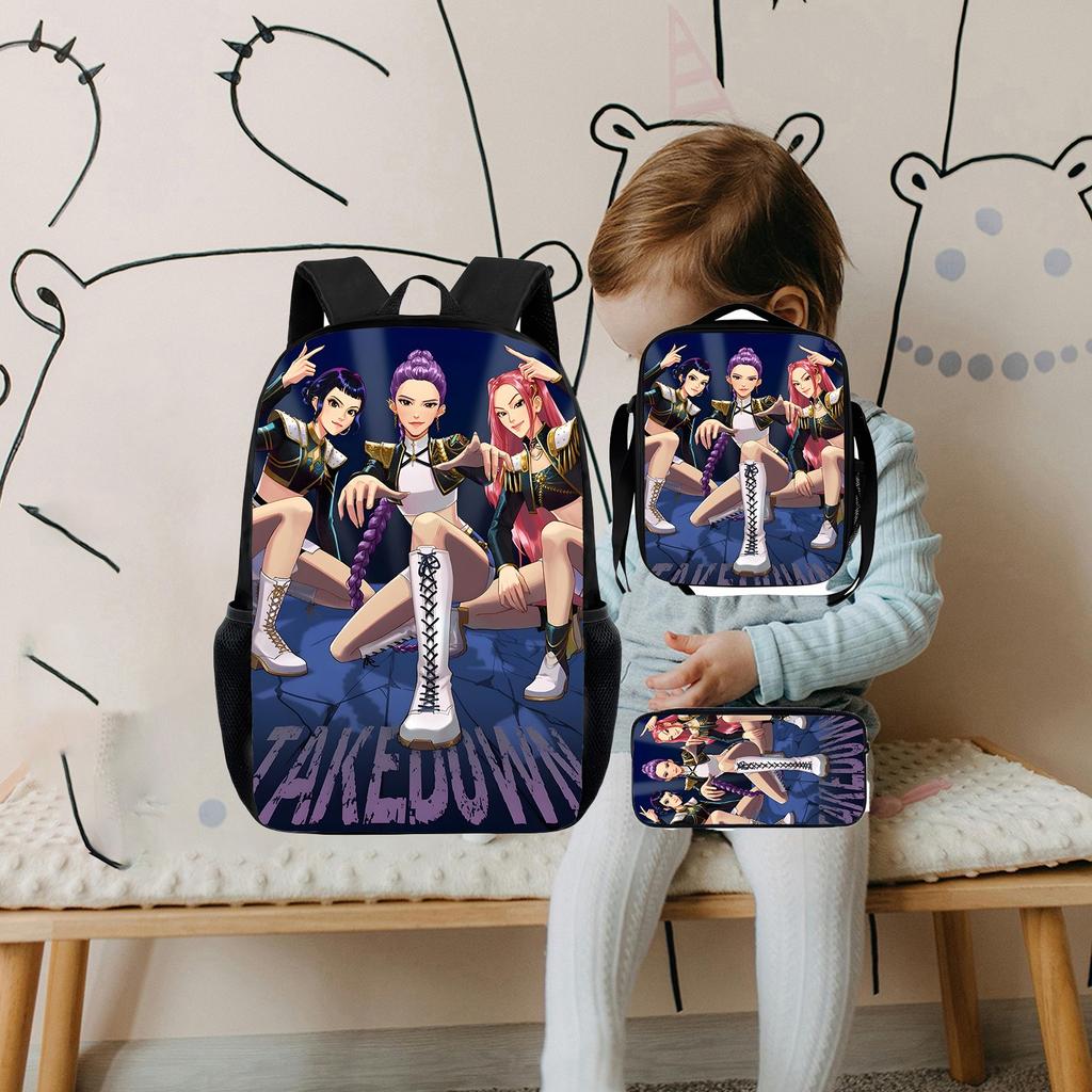 Girls Backpack Primary School Student Backpack Printed Children's Bag Shoulder Bag Pencil Case Three-piece Set