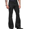 Vintage Jeans Pants Solid Color Stretchy Slim Fit Mid-rise Bell Bottom Trousers Fashionable Men Flared Pants