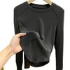 European autumn and winter polished thickened bottoming shirt women's long-sleeved inner shoulder T-shirt women's slim design thin velvet top