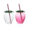 Portable Strawberry Shaped Water Bottle with Straw Cute Plastic Cup for Everyday Use