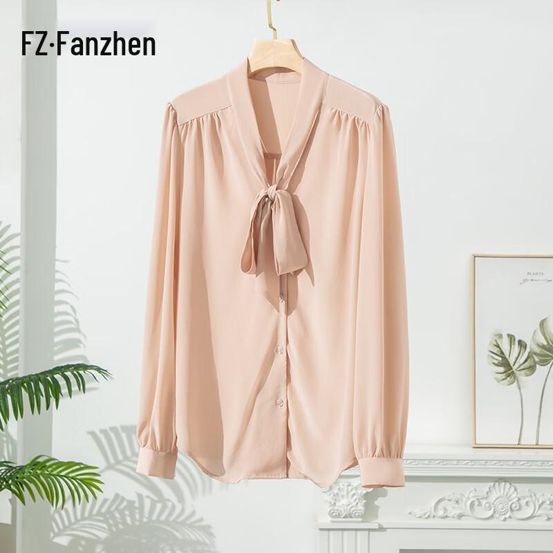 Шелковая блузка Fanzhen 100% шелк с галстуком XL
