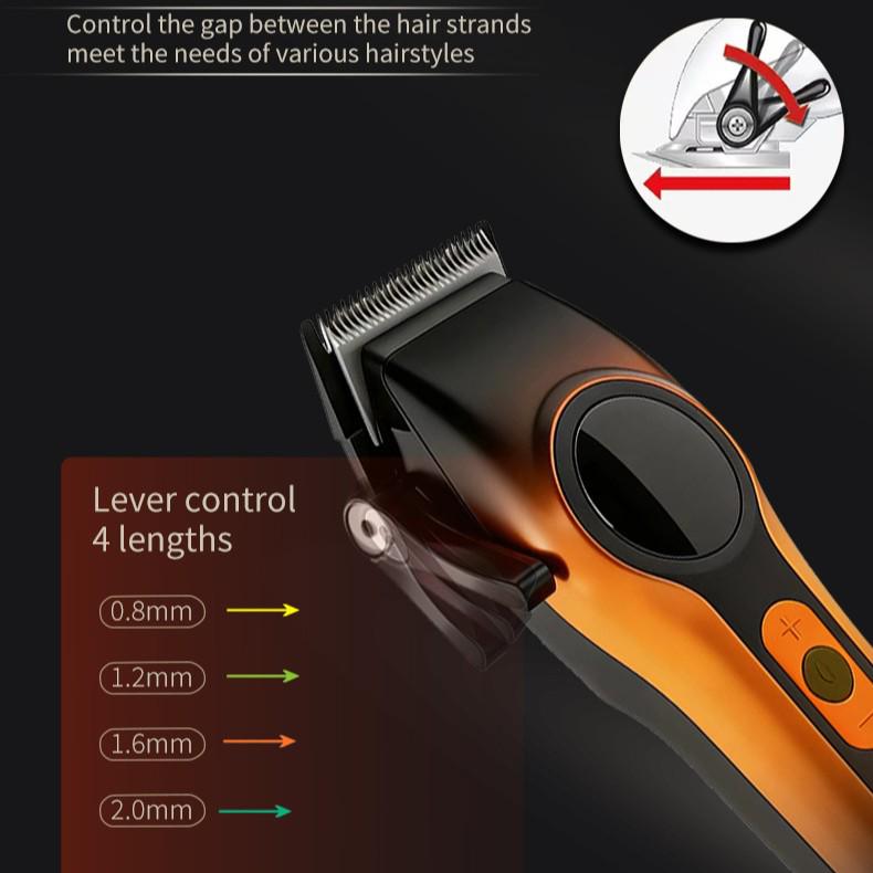 Pro Brushless Motor Hair Clipper with LCD Display, Multi-Speed Adjustment, Charging Base, Electric Trimmer for Barber Shop and Home Use