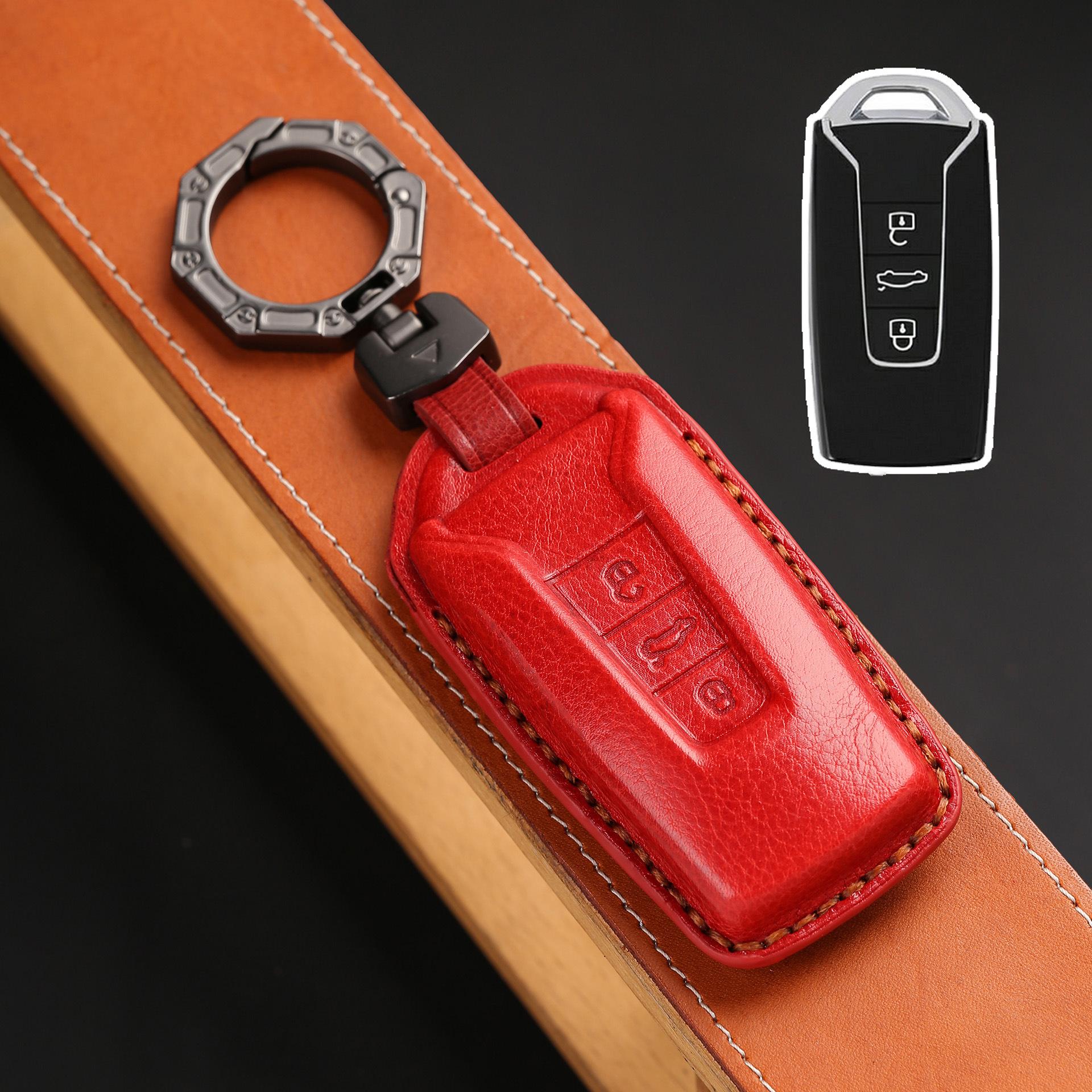 

Специальный чехол для ключа Volkswagen Touareg, сумка для ключа автомобиля Touareg, пряжка, всесторонняя, высококлассная, импортная, новая, 19-2022, из натуральной кожи красный