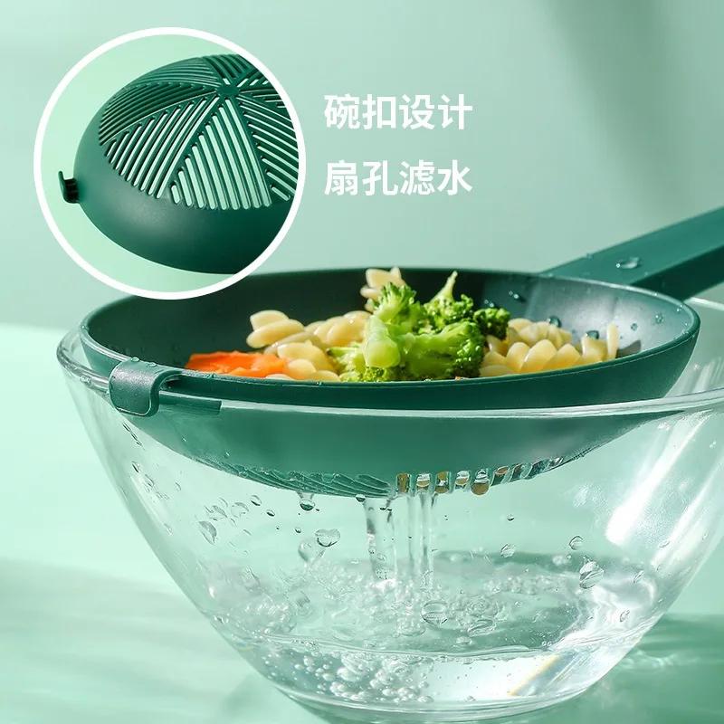 High Temperature Resistant Long Handle Large Strainer Noodle Dumpling Filter Spoon With Anti-leakage Net Bleached Water Scoop