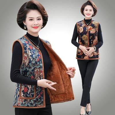 Autumn and Winter Velvet Thickened Vest Thermal Vest Women's Clothing Old Lady Vest Jacket Vest