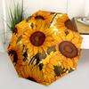 1pc Sunflower Pattern Automatic Open/Close Umbrella with Windproof, Functional Design, 8-Rib Sturdy Canopy