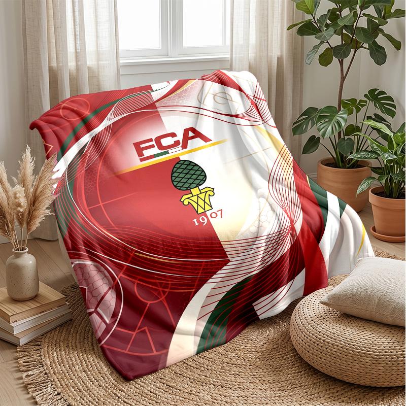 FC Augsburg FC Weiche Flanell-Fleece-Decke Leicht Gemütlich Warm Überwurfdecke für Sofa Bett Heimdekoration