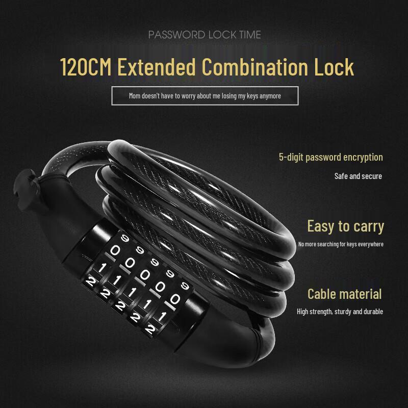 5-Digit Combination Bicycle Cable Lock