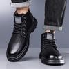 Autumn and Winter Men's Platform Leather Shoes Men's Cotton Shoes Velvet Warm Snow Boots Martin Boots Leather Boots