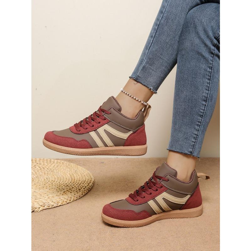 Autumn Sports Shoes Women's 2025 Autumn New Lace-up Plus-size Color-blocking Low-top Cotton Shoes