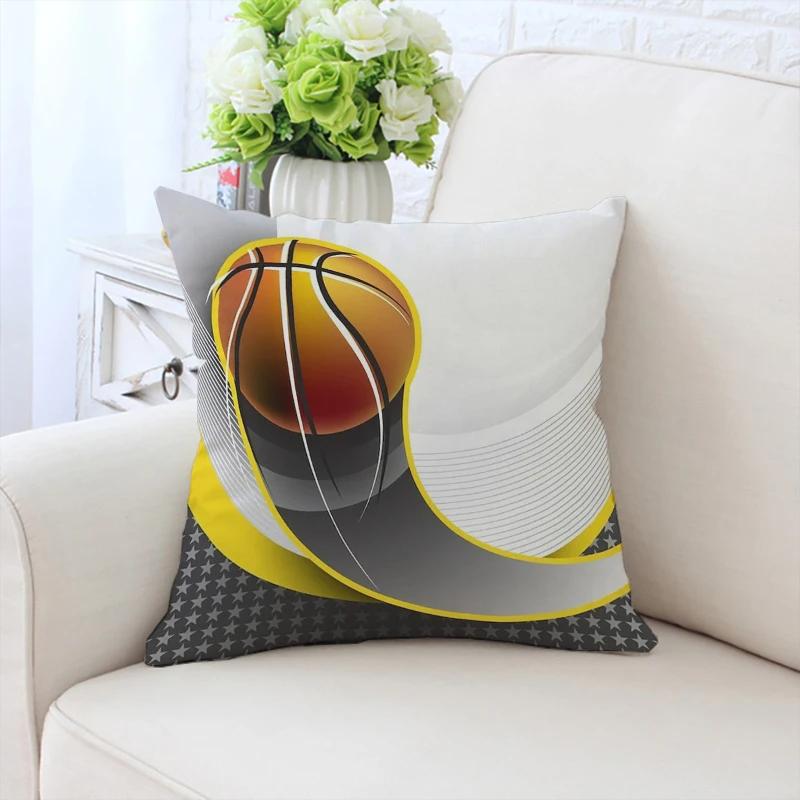 Kissenbezug I Love Basketball Sofakissenbezug Beidseitig bedruckt Kurzer Plüsch Stuhl Lendenwirbelstütze Bett Schlafkissen 50x50