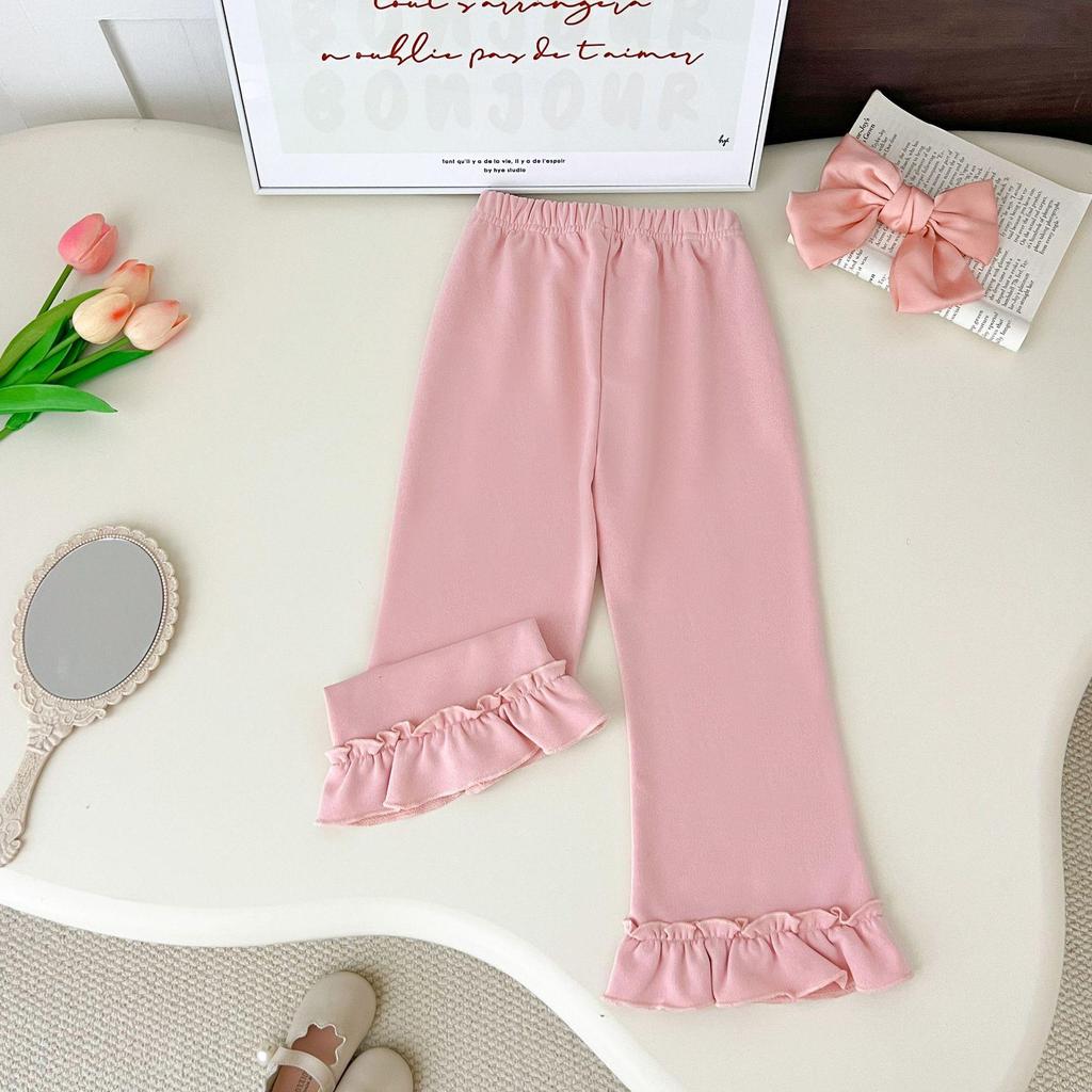 Korean Style Girls' Large Lapel Sweatshirt & Bell Bottom Pants Set - Trendy Children's Two-Piece Outfit
