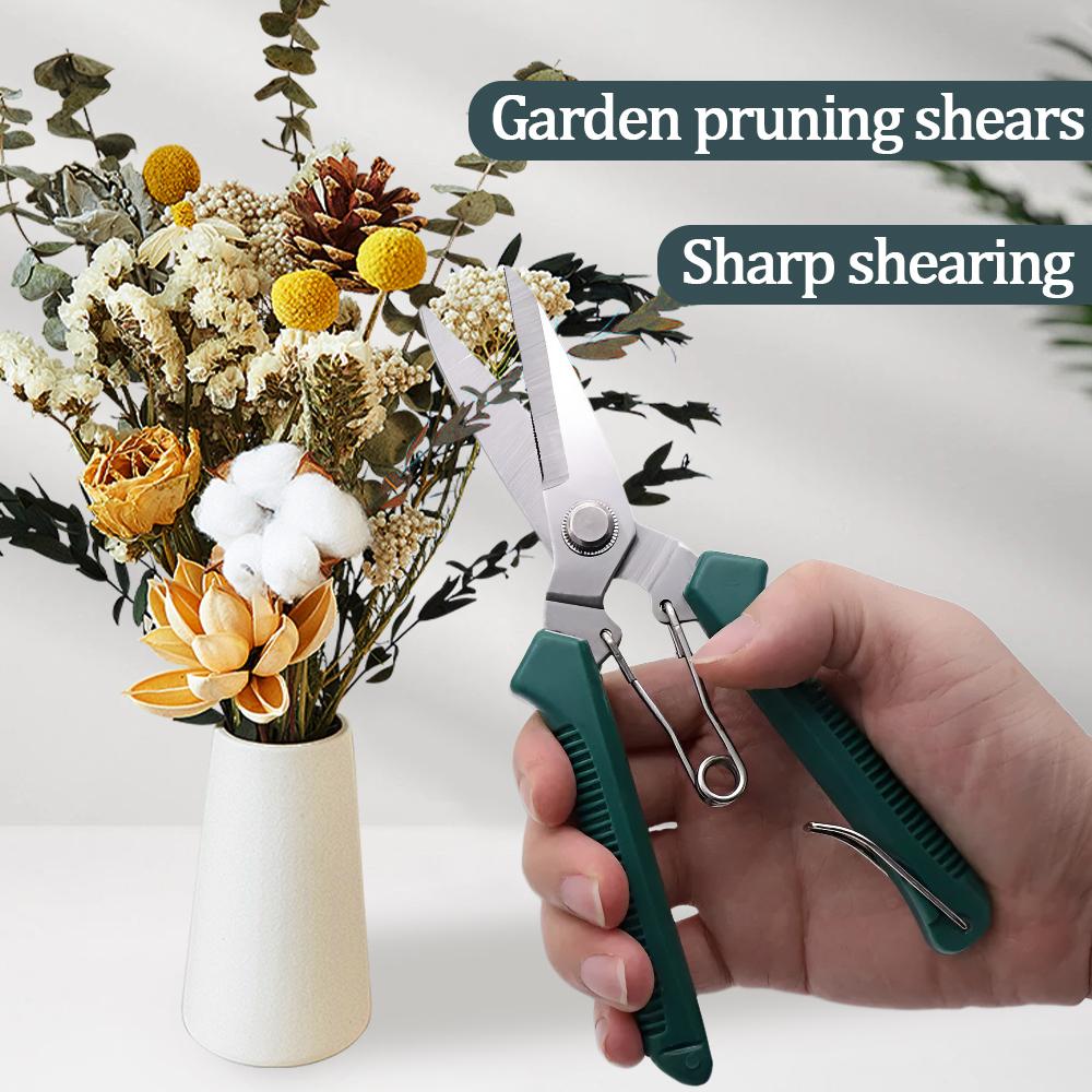 190mm Straight Head Pruning Shears Stainless Steel Non Slip Handle Garden Scissors for Bonsai Household Use