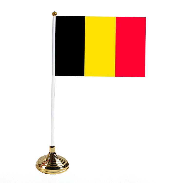 Office Table Flag Polyester 15 * 21cm Small Flag Plastic Flagpole Ornament with Base Table Flag