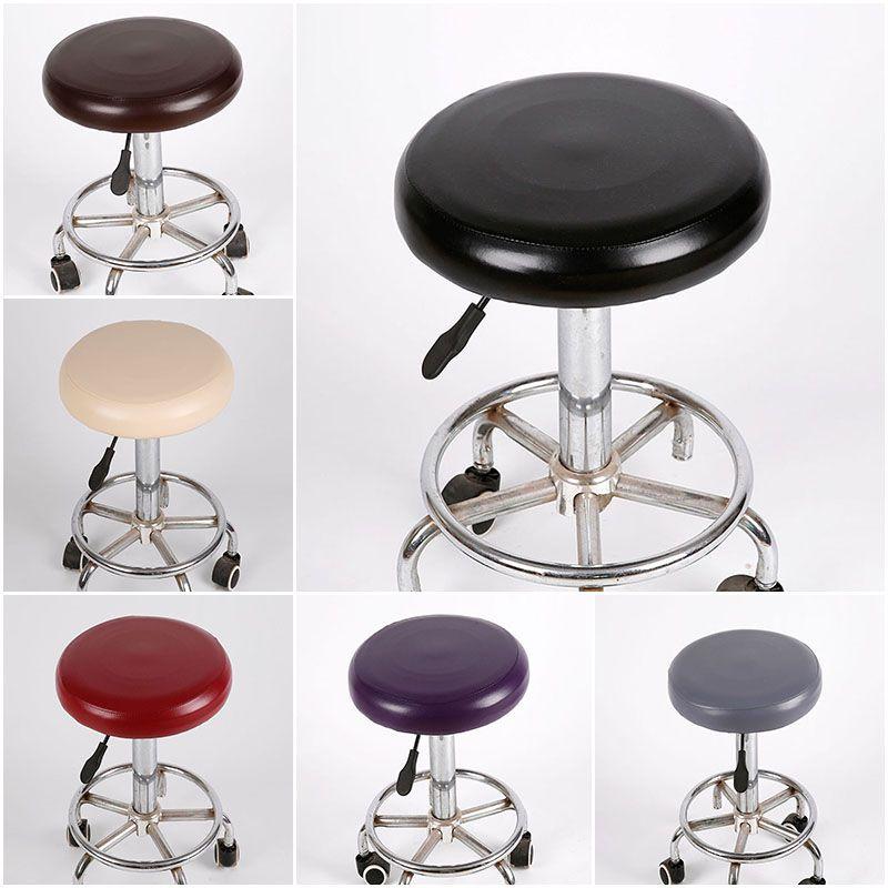 Cover Stool Bar Chic Round Chair Covering Seat Slipcover Leather 1pc