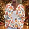 Women's Christmas Print Long Sleeve Knit Cardigan Button Down Sweater