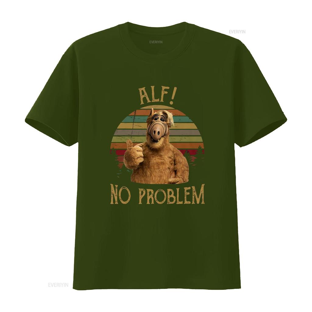 Alf Alien No Problem Vintage T Shirt Funny For Unisex And Unisex Vintage Stylish Homme Breathable Designer Clothes