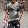 New 3D Splicing Men's Summer Short Sleeved Round Neck Pullover Plus Size Top Casual and Personalized Holiday Polyester T-shirt