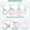 12 Pairs 4 Style Glass Blank Dome Dangle Earrings Twist Triangle & Ring & Square 304 Stainless Steel Earrings for Women Stainless Steel Color 33~50mm