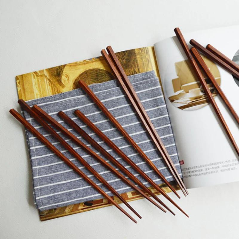 Household Solid Wood Chopsticks Japanese Creative Hexagonal Wooden Chopsticks Eco-friendly Tableware Home Kitchen Supplies
