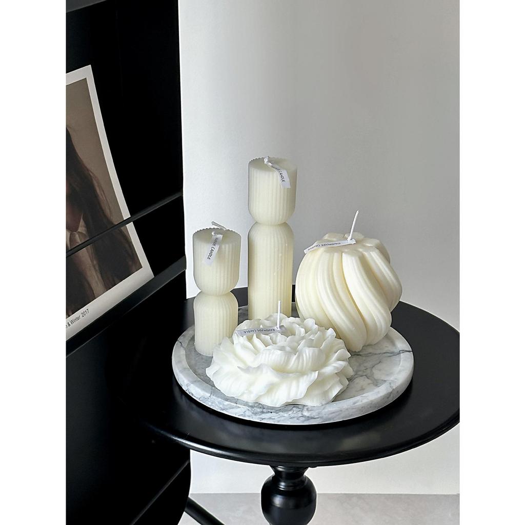 Nordic Marble Minimalist Bathroom Display Tray - Luxury Round Storage Plate