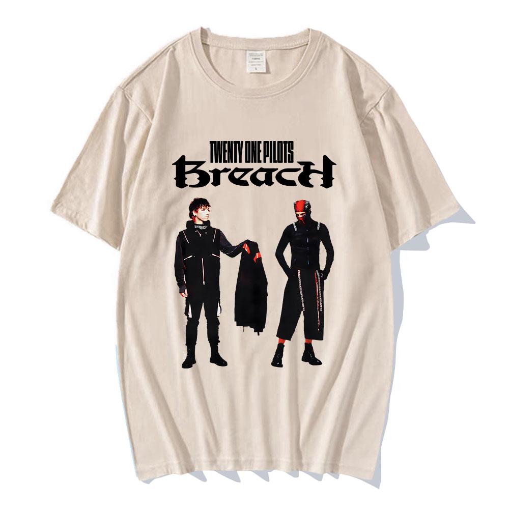 BREACH T-SHIRT Twenty One Pilots Band Graphic Tshirts Summer Cotton Hip Hop Unisex Streetwear Short Sleeve Male T Shirt Print Tee