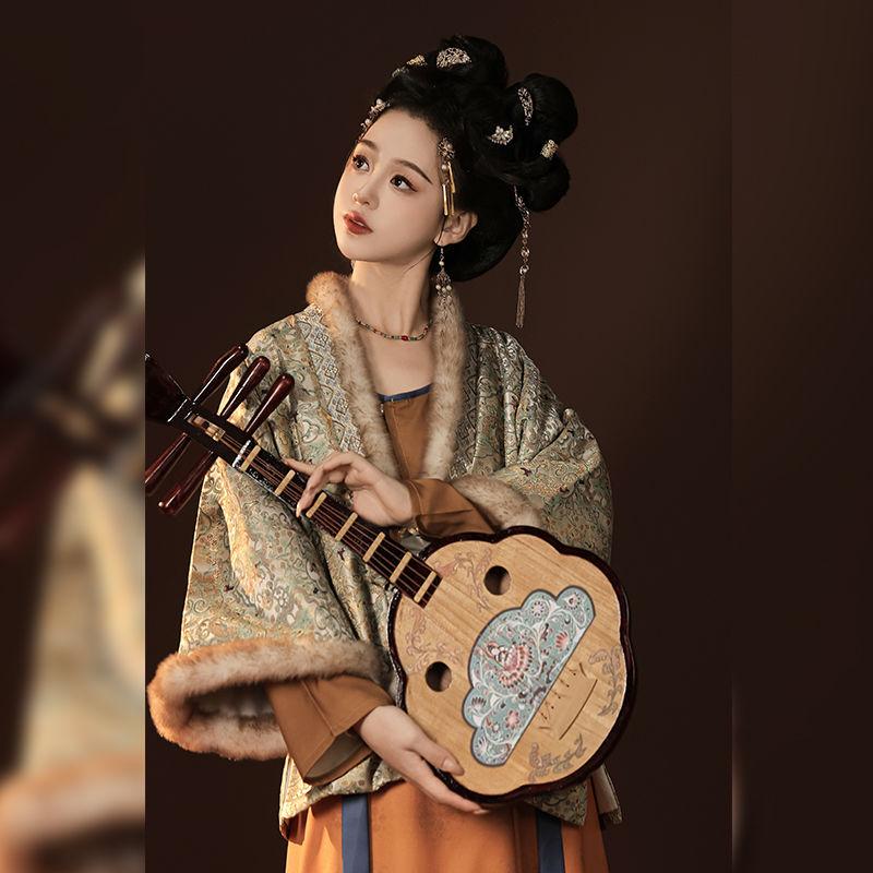 Hanfu-Anzug für Damen im chinesischen Stil, Restaurierung imitiert Brokat der Song-Dynastie, Tang-Hose und hüftlange einteilige Rock-Kombination