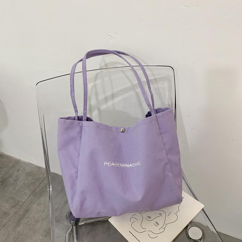 Japanese Canvas Bag Large Capacity Hand-held Tote Bag Student Shoulder Shopping Bag фиолетовый
