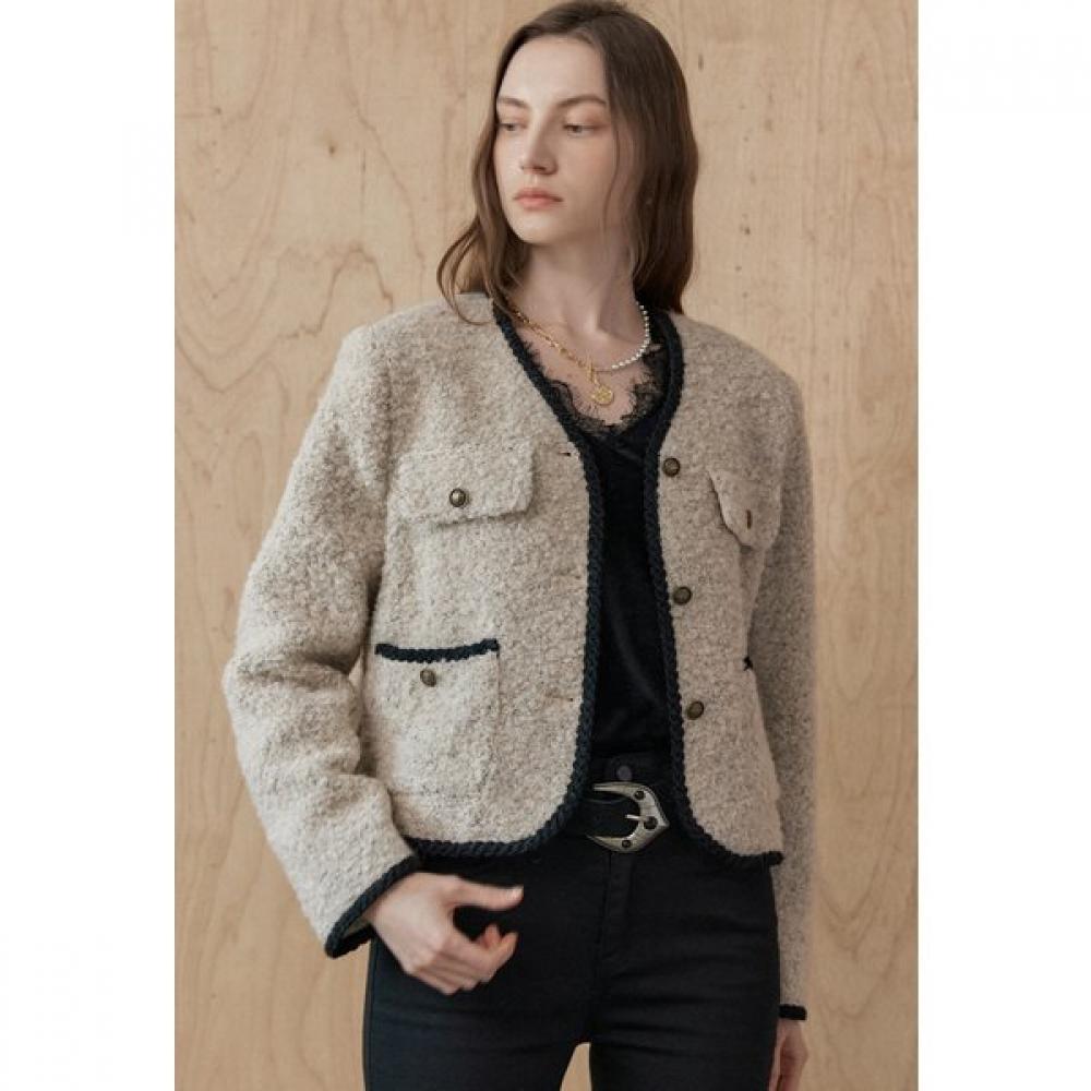 Maxza Black Line Wool Blend Boucle Jacket Zc11qj010on