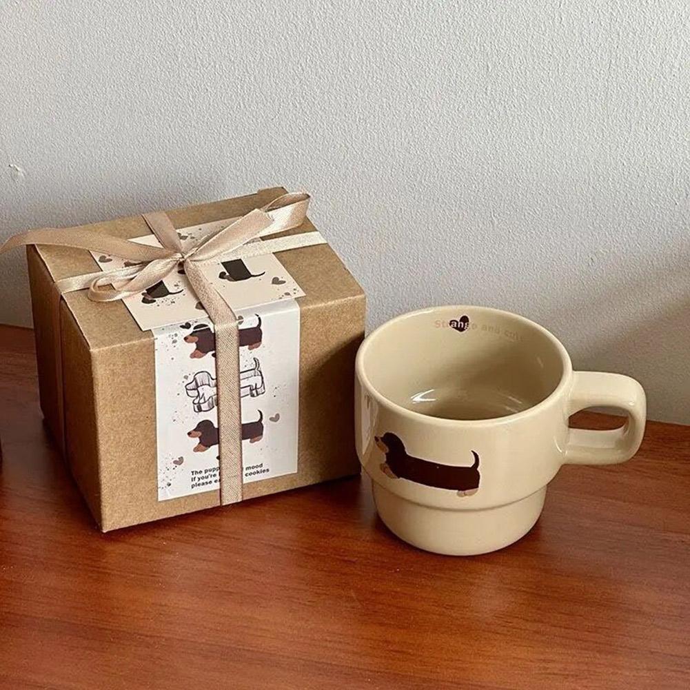 300ml Roztomilý jezevčík Pes Kávový hrnek Keramický hrnek Dětský porcelánový hrnek Snídaňový hrnek Nápojové sklo Dárek pro milovníky Přátele