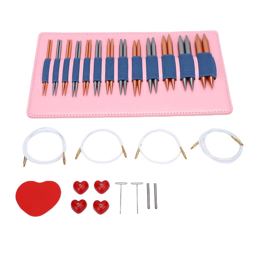 13 Pair Circular Knitting Needles and 4 Cables 10cm Dual Color Detachable Aluminum Weaving Needle Set for Scarves