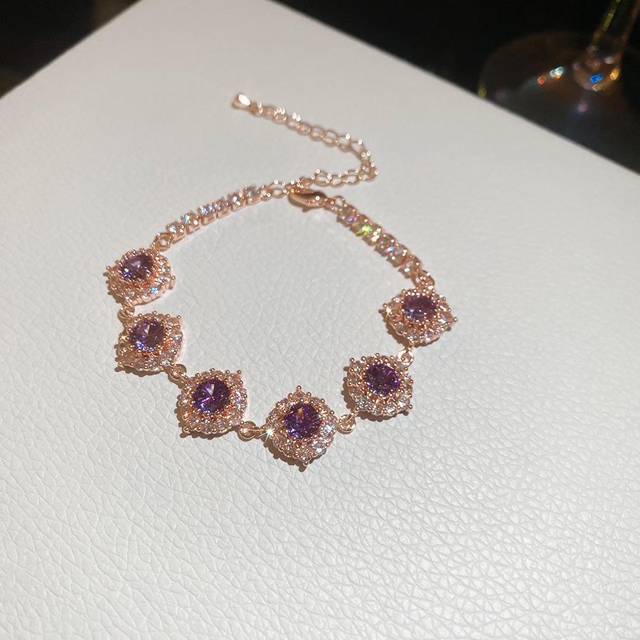 Blue Star Zirconia Hexagonal Flower Bracelet - Stylish, Versatile, and Luxurious Wrist Jewelry for Women