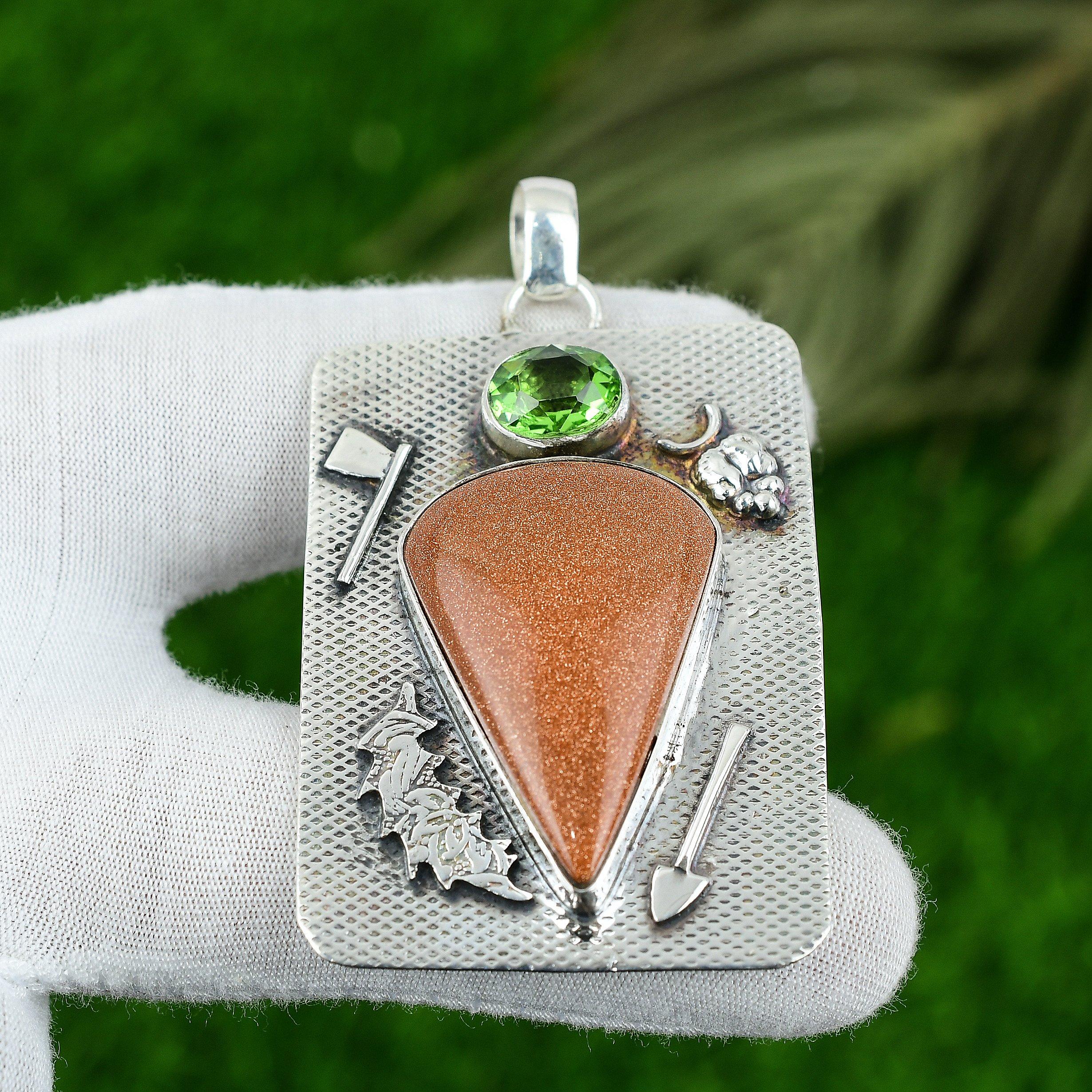 Gift For Women Jewelry Pendant 925 Sterling Silver Natural Sun Sitara Gemstone
