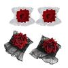Lolitas Rose Lace Hand Sleeve Elastic Bracelet Ruffle Wrist Cuffs for Halloween,Weddings,Party,Masquerade,Nightclub