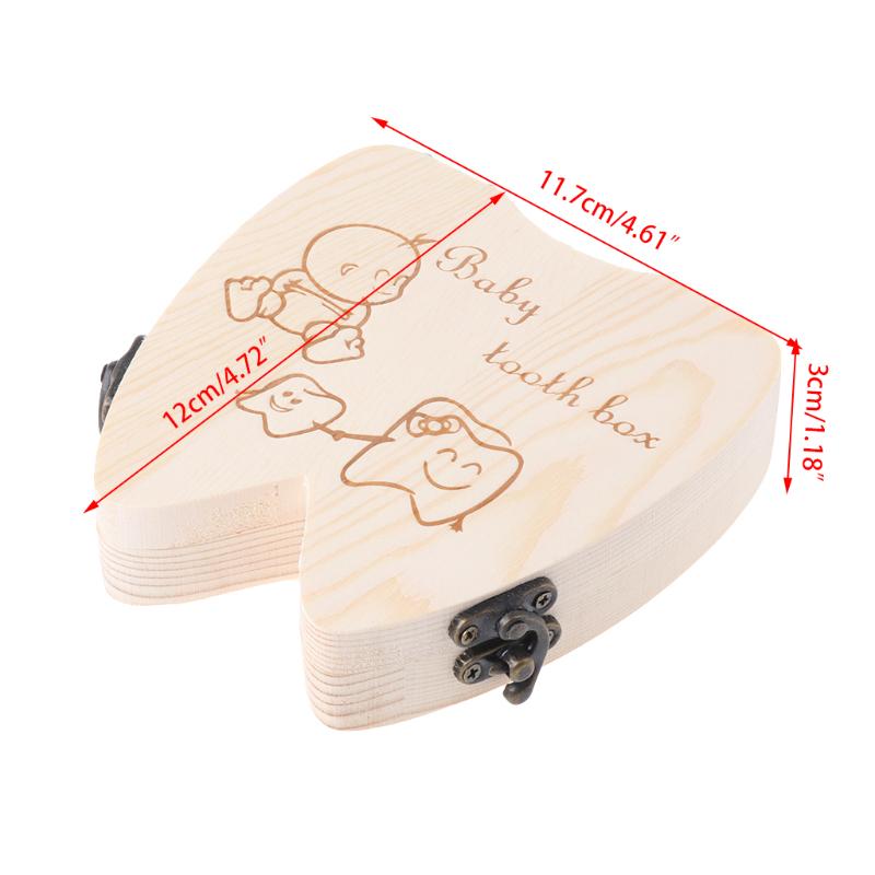 Baby Tooth Box Wooden Milk Teeth Organizer Storage Boys Girls Save Souvenir Case