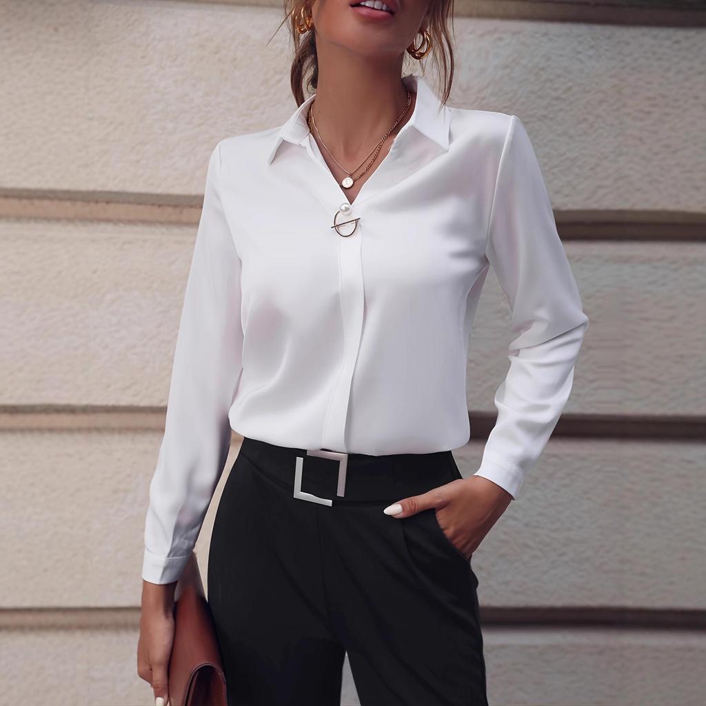 Grenzüberschreitendes europäisch-amerikanisches vielseitiges V-Ausschnitt Langarmshirt für Damen