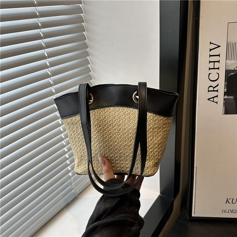 Large capacity casual woven bag women's summer straw bag seaside vacation beach bag versatile commuter shoulder bag