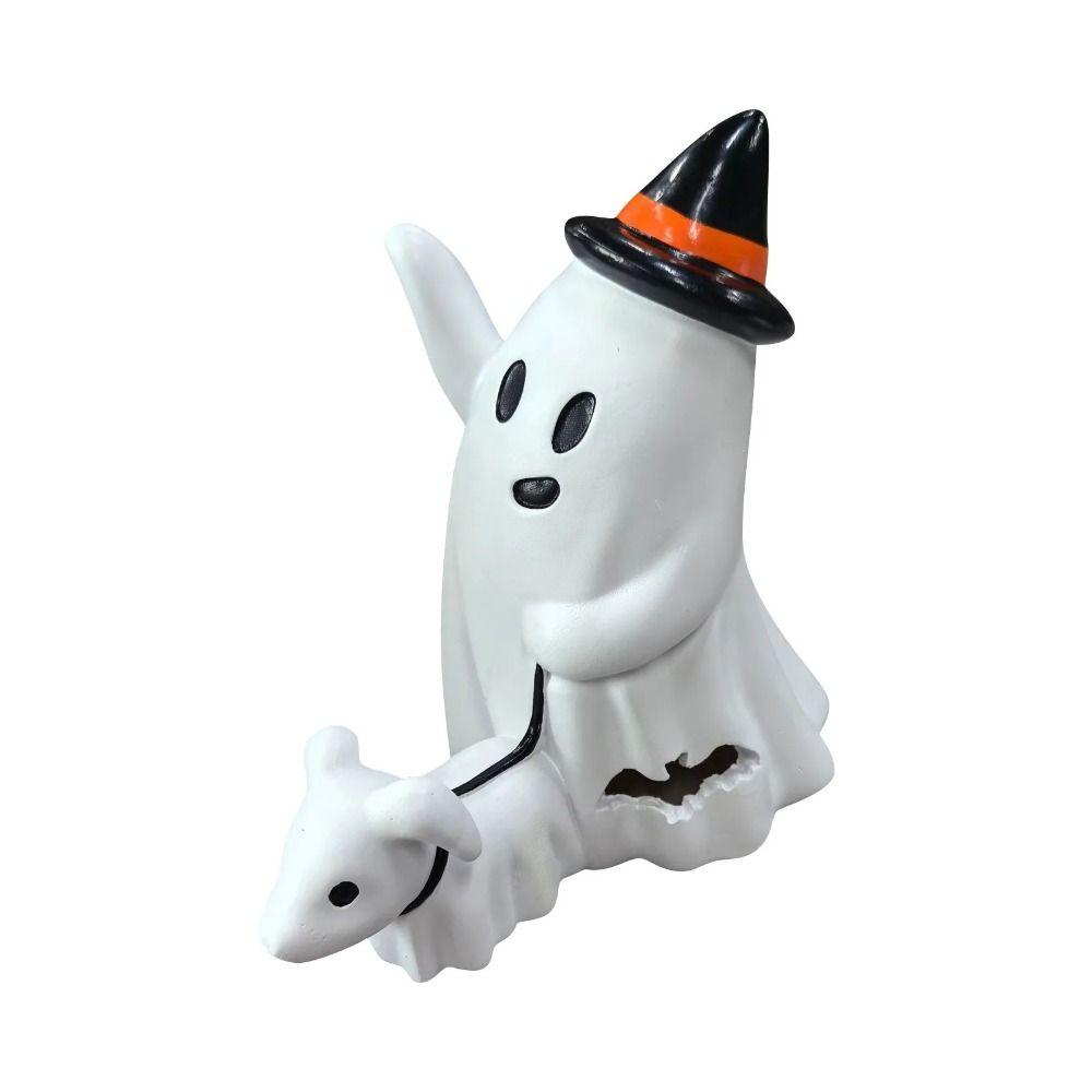 Handmade Halloween Cute Ghost Dog Ornament Resin Ghost Walking Dog Sculpture  Holiday Gift
