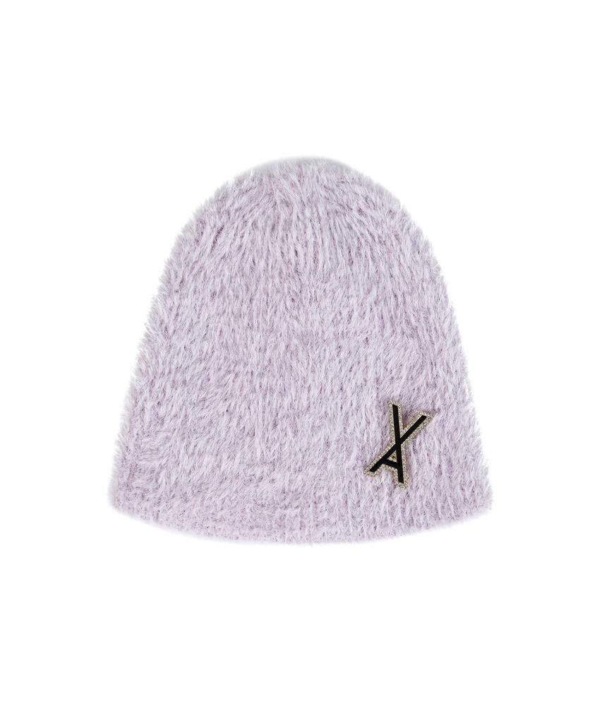 Bajal Va Brooch Soft Angora Beanie Purple
