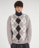 TENER Argyle Round Cardigan Brown