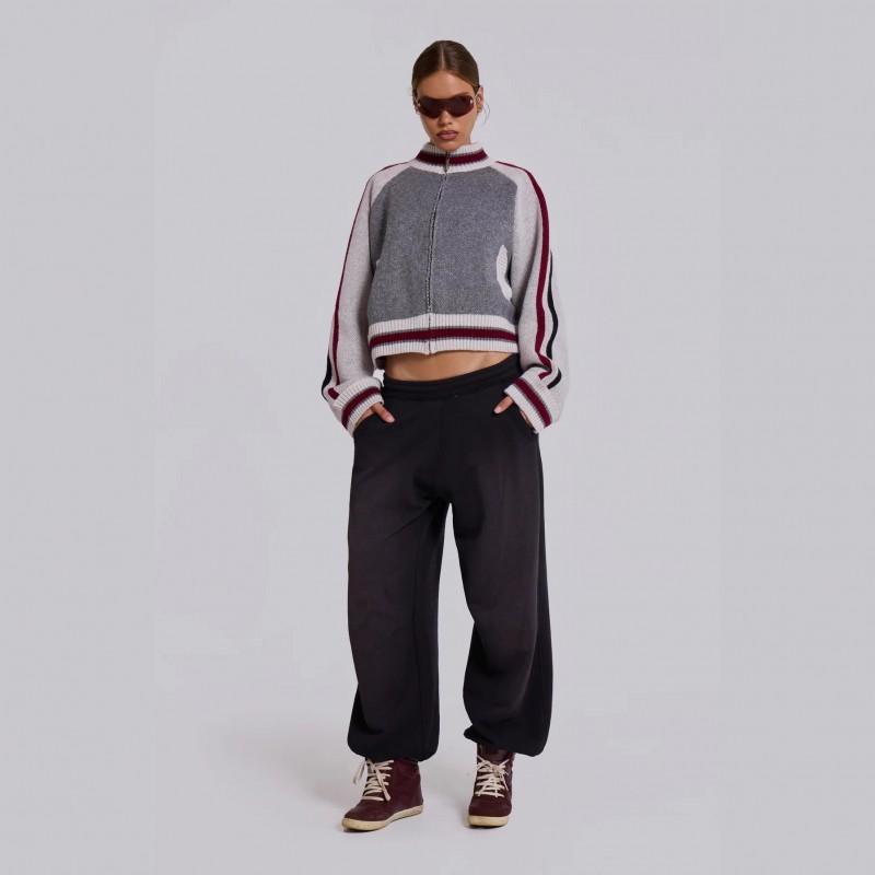 Y2K Gothic Vintage Harajuku Style Colorblock Zip-Up Knit Sweater Women Round Neck Long Sleeve Streetwear Top