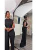 2025 Summer Women's Wear: Stand-up Collar Buttoned Sleeveless Top & Wide-leg Pants Set