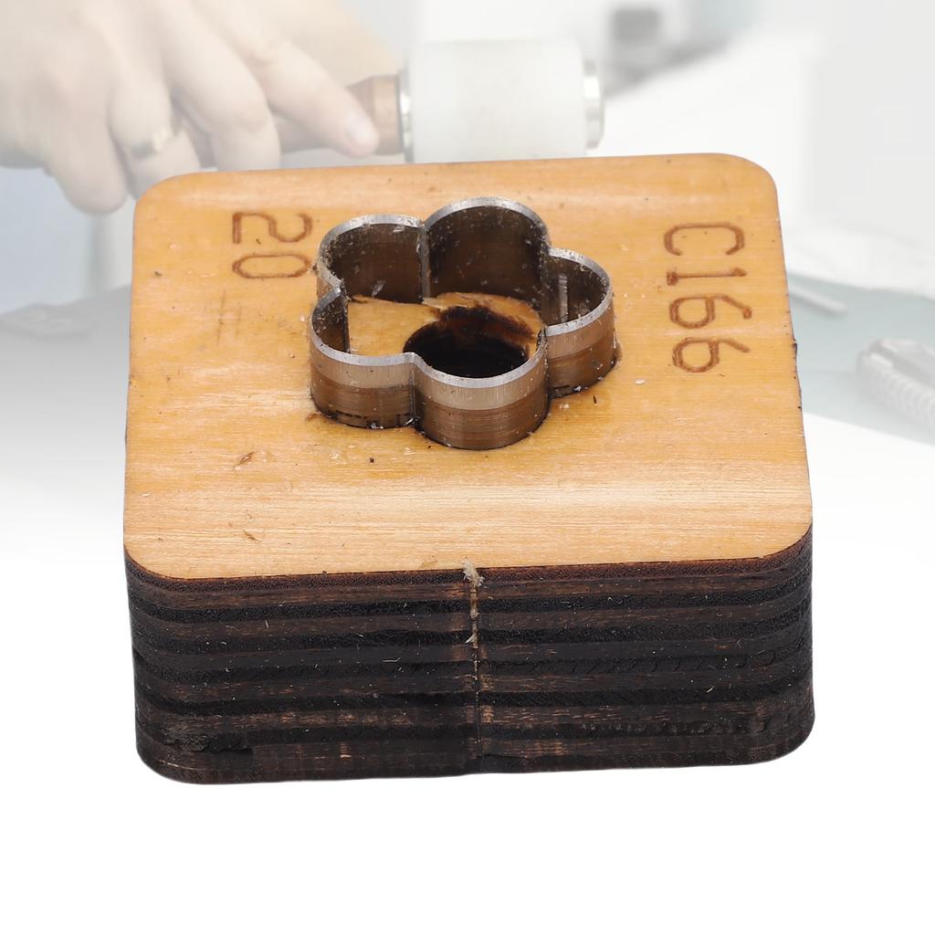 Leather Cutting Die with Wood Base Flower Shape Punching Mold for Keyring Making Crafting Projects