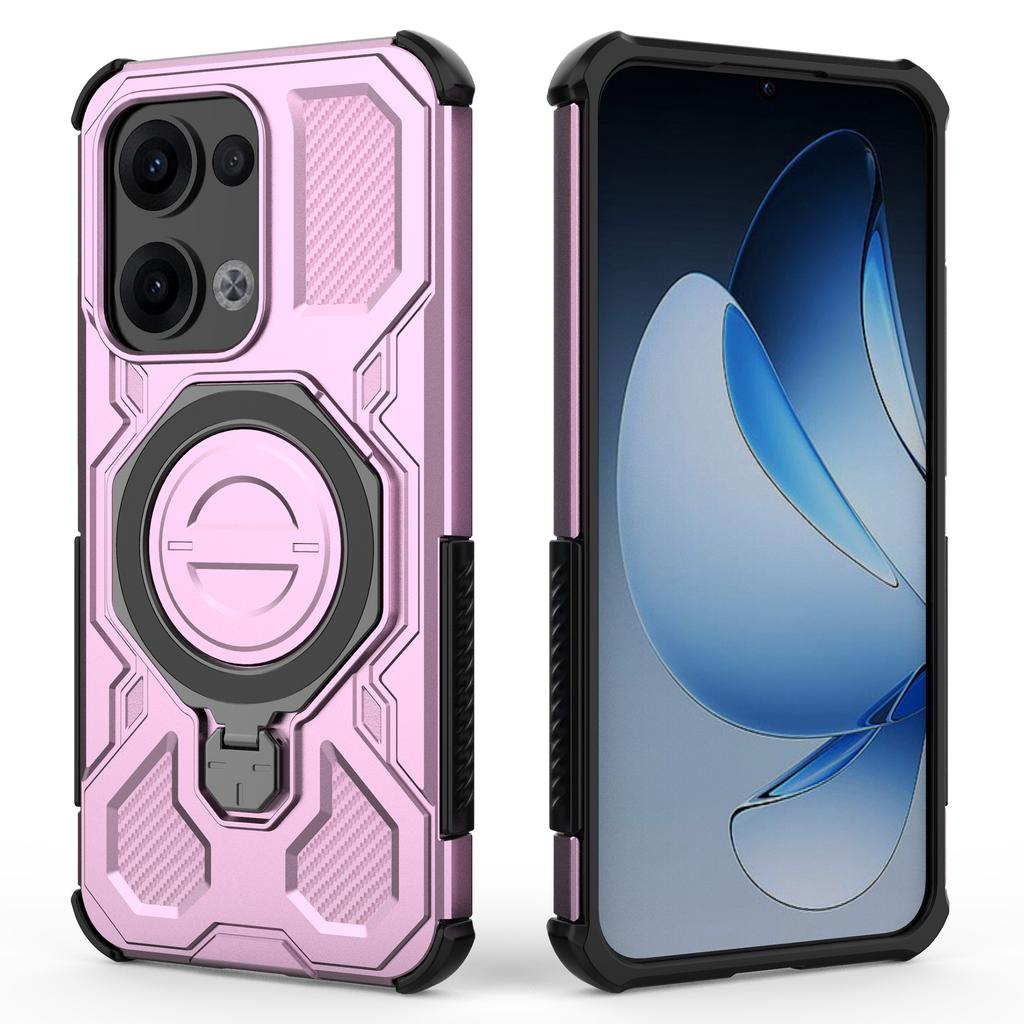 For Oppo Reno13 5G (Global) Magnetic Case Rotating Metal Kickstand PC + TPU Phone Back Cover